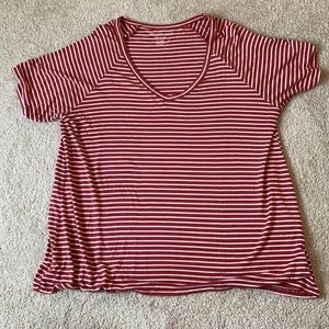 Red and white striped tee shirt